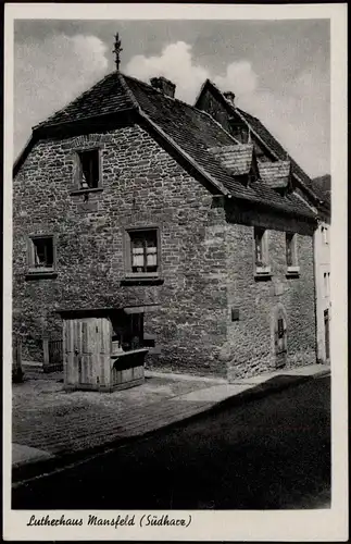 Ansichtskarte Mansfeld Partie am Lutherhaus - Kiosk 1938