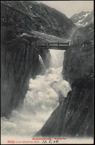 Ansichtskarte .Schweiz Goeschenenalp, - Wasserfall - Schweiz Helvetia 1908