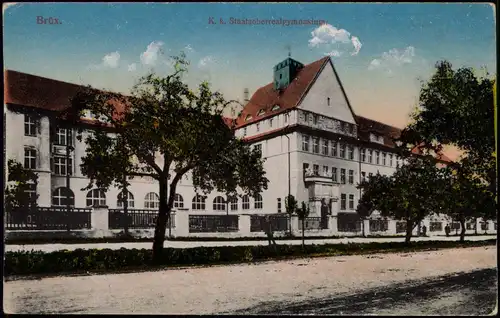 Postcard Brüx Most K.k.Staatsoberrealgymnasium Schule Gymnasium 1918