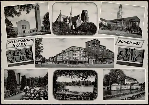 Buer-Gelsenkirchen Mehrbild-AK mit Kirchen, Straßen, Schloß 1970