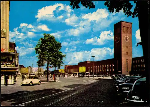 Ansichtskarte Düsseldorf Hauptbahnhof VW Käfer davor 1973