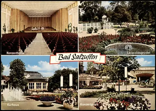 Bad Salzuflen Mehrbild-AK Leopoldsprudel, Konzerthalle, Kurhaus 1966