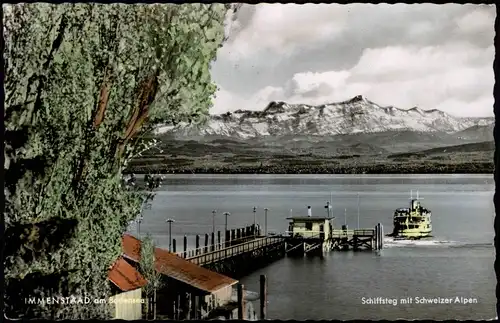 Immenstaad a. Bodensee Schiffsteg Schiffsanlegestelle Schweizer Alpen 1961