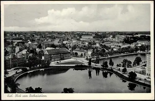 Ansichtskarte Kiel Rathaus-Turmblick Stadt Panorama 1956