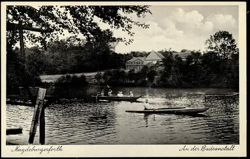 Ansichtskarte Magdeburgerforth-Möckern An der Badeanstalt 1931