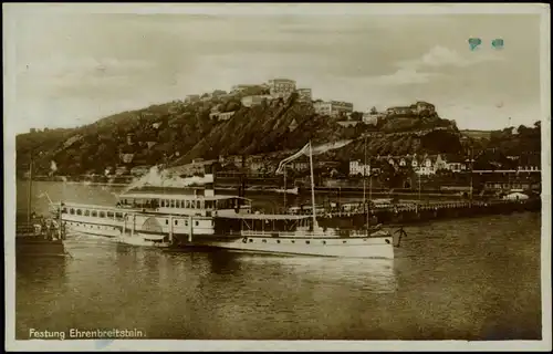Ansichtskarte Ehrenbreitstein-Koblenz Anleger mit Rheindampfer 1929