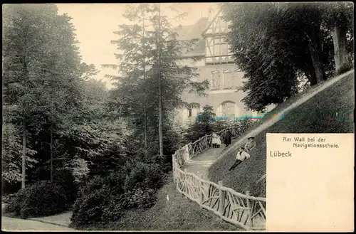 Ansichtskarte Lübeck Navigationsschule, Am Wall 1913