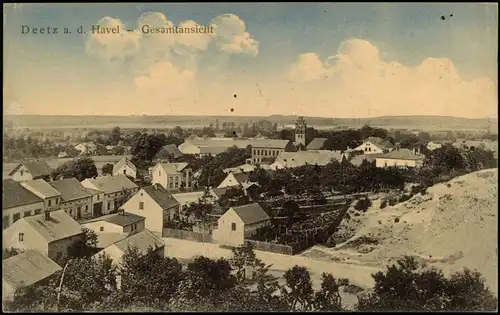 Deetz (Havel)-Groß Kreutz (Havel)  Gesamtansicht auf Häuser & Straßen 1910