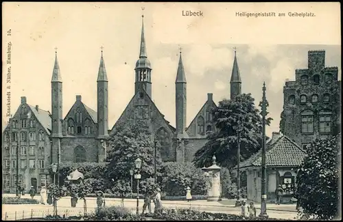 Ansichtskarte Lübeck Geibelplatz, Litfasssäule, Kiosk 1909