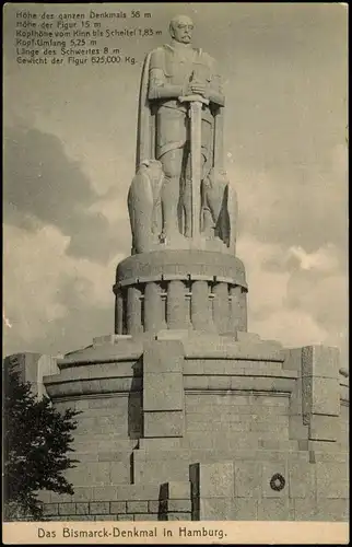 Ansichtskarte St. Pauli-Hamburg Bismarck-Denkmal 1926