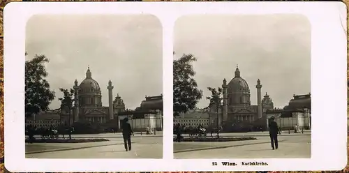 Ansichtskarte Wien Karlskirche, Straßenpartie 1904 3D/Stereoskopie