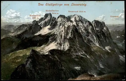 Ansichtskarte Gosau Stuhlgebirge vom Linzersteig 1908