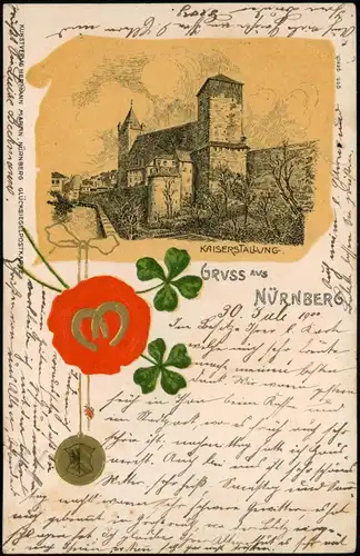 Ansichtskarte Nürnberg Nürnberger Burg, Urkunden AK Kleeblatt 1900