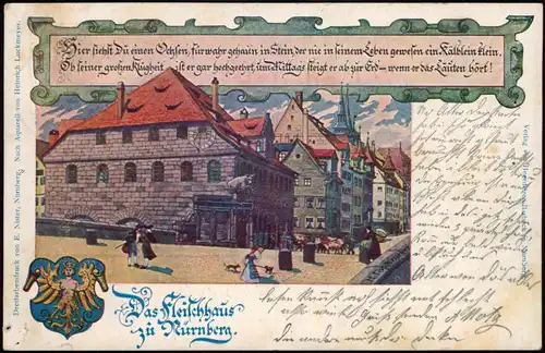 Ansichtskarte Nürnberg Künstlerkarte Fleischertag - Fleischhaus 19000