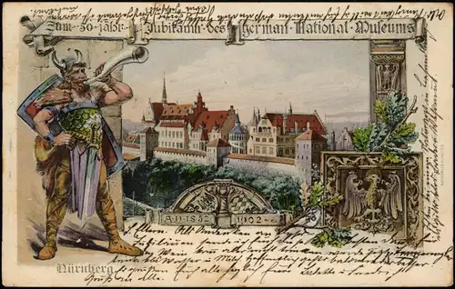 Ansichtskarte Nürnberg Künstlerkarte 50 jähriges Jubiläum Museum 1902
