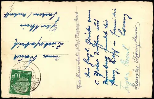 Postcard Sankt Joachimsthal Jáchymov Partie an den Stadthäusern 1955