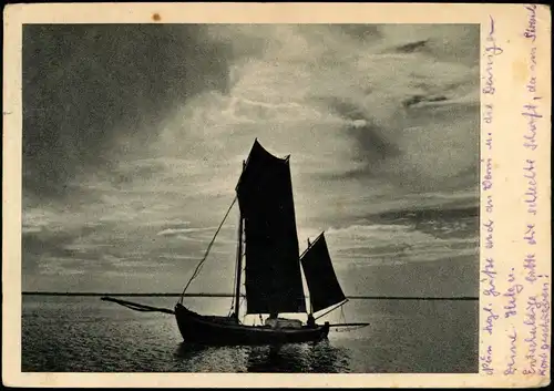 Ansichtskarte Zingst Meer Baltic Sea - Segelboot Abendstimmung 1949