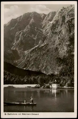 St. Bartholomä-Schönau am Königssee Boot   Felswand Fotokarte 1930