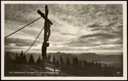 Predigtstuhl-Bad Reichenhall Jesuskreuz Sonnenuntergang - Stimmungsbild 1932