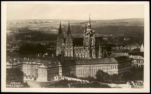 Postcard Prag Praha Hrad Prazsky mit Fernblick 1930