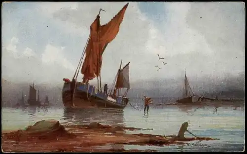 Schiffe/Schifffahrt - Segelschiffe/Segelboote Stimmungsbild 1908