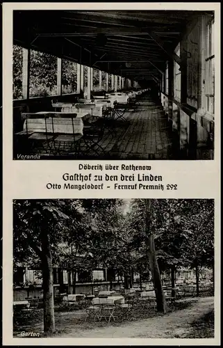 Ansichtskarte Döberitz-Premnitz Gasthof drei Linden 2 Bild b. Rathenow 1930