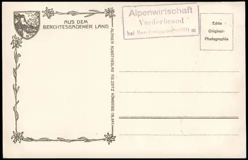 Ansichtskarte Berchtesgaden Almwirtschaft Vorderbrand 1929