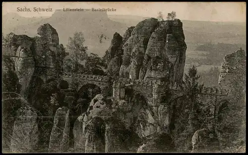 Ansichtskarte Rathen Basteibrücke - Sächsische Schweiz 1907