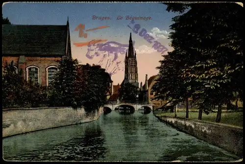 Postkaart Brügge Brugge | Bruges Le Beguinage 1917  gel. Feldpost Post Leipzig