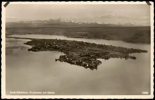 Ansichtskarte Insel Reichenau Luftaufnahme Luftbild mit Säntis 1932