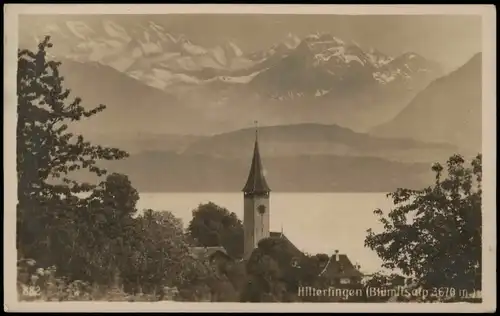 Ansichtskarte Hilterfingen (b. Thun) Stadt mit Bergkette 1912