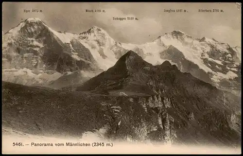 Ansichtskarte Wengen BE Panorama vom Männlichen (2345 m.) 1912