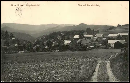 Hinterhermsdorf-Sebnitz Stadtpartie - Blick auf den Winterberg 1913