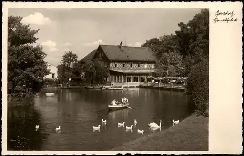 Ansichtskarte Jonsdorf Gondelteich, Schwäne, Kurhaus 1934