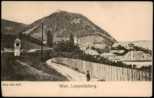 Ansichtskarte Döbling-Wien Leopoldsberg, Stadt und Weg 1912