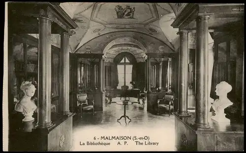 CPA La Malmaison La Bibliothèque A. P. The Library 1912