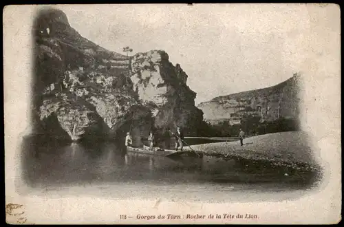 CPA Sainte-Enimie Rocher de la Tête du Lion. Boot 1909