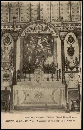 CPA Bagnols-les-Bains Intérieur de la Chapelle St-Ontaire 1912