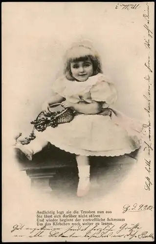 Ansichtskarte  Menschen/Soziales Leben - Kinder Mädchen mit TRAUBENKORB 1903
