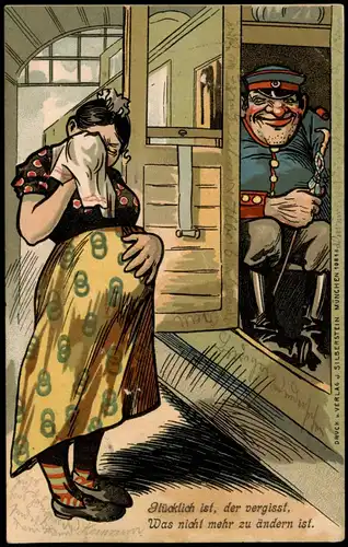 G. ist, der vergisst, Was nicht mehr zu ändern ist Schwangere Scherzkarte 1903