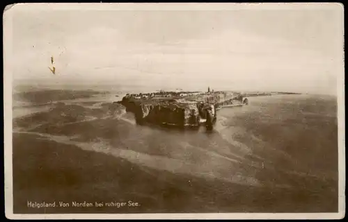 Ansichtskarte Helgoland (Insel) Luftbild von Norden bei ruhiger See 1932