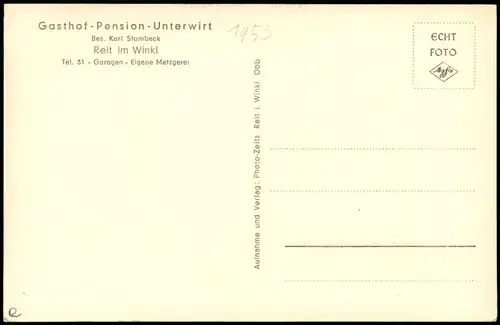 Ansichtskarte Reit im Winkl Gasthof - Pension - Unterwirt 1934