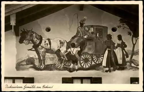 Ansichtskarte Unterwössen Gemälde am Postamt 1932