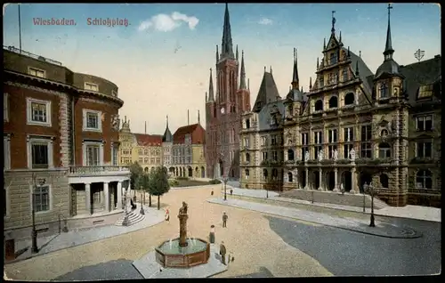 Ansichtskarte Wiesbaden Schloßplatz 1913