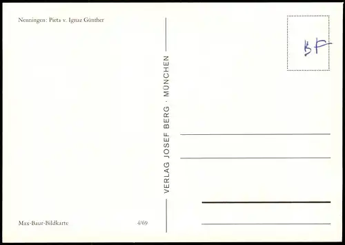 Ansichtskarte Nenningen-Lauterstein Pieta v. Ignaz Günther 1969