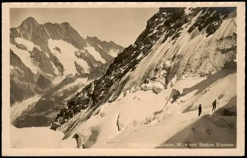 Lauterbrunnen Jungfraubahn. Blick von Station Eismeer. Bergsteiger 1930