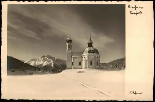 Ansichtskarte Seefeld Kirche - Seefeld im Winter Stimmungsbild Fotokarte 1932