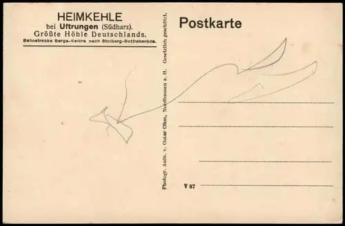 Ansichtskarte Uftrungen-Südharz Gipshöhle Heimkehle, Besucher 1925