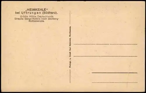 Ansichtskarte Uftrungen-Südharz Gipshöhle Heimkehle - großer Dom 1928