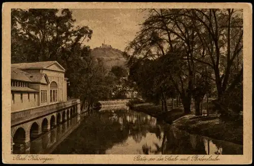 Ansichtskarte Bad Kissingen Parite an der Saale mit Bodenlaube. 1927